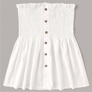 Sleeveless Smocked Button-Front Tube Top